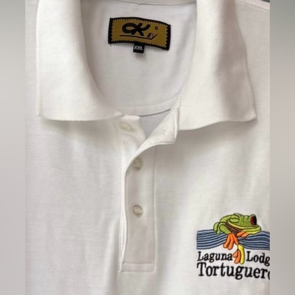 From Costa Rica, Men’s Laguna Lodge Tortuguero, Frog Embroidered Polo Shirt - Picture 2 of 12